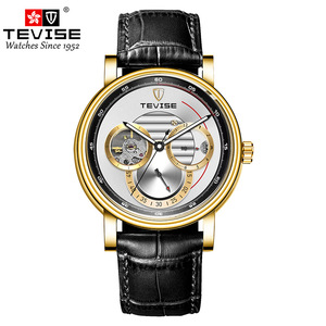 Montre automatique de luxe pour homme, acceptant les commandes OEM, montre mécanique avec bracelet en cuir véritable - Product Image 4