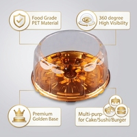 Conteneur alimentaire en plastique PET blanc, noir et or de qualité alimentaire pour hamburgers, sushis, mini-pizzas, pâtisseries, plats à emporter, gâteaux, avec couvercle