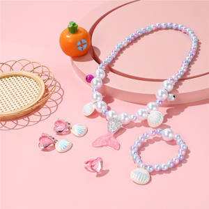 मत्स्यांगना हार डिय मोती बच्चों के लिए सुंदर मर्मेड राजकुमारी हार का सामान - Product Image 2