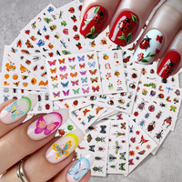 30 autocollants adhésifs pour ongles, motifs insectes, pour décorations d'ongles, manucure, faux ongles, fournitures, papillons, abeilles