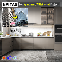 Armoires de cuisine modulaires en bois modernes NVITAS avec comptoirs en stratifié et en résine pour les projets d'hôtels et d'appartements