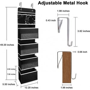 Organisateur suspendu à 5 étagères pour porte, organisateur de rangement pour porte avec 4 poches de grande capacité et 2 poches en PVC pour ranger les jouets - Product Image 5