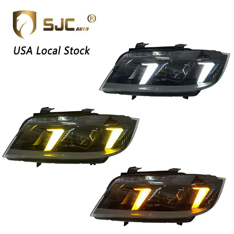 Sjc Auto Parts V3 Headlights For BMW 3 Series E90 Snake Eye Style DRL Yellow White Amber Headlights