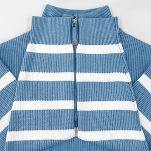 Üretici tarafından özelleştirilebilir erkek kış yarım Zip çizgili kazak kazak örgü fabrikasyon - Product Image 2