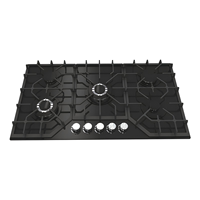 Cuisinière à gaz OEM/ODM d'usine, 5 brûleurs, plaque de cuisson en verre trempé 90 cm, encastrable pour maison, hôtel, cuisine