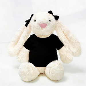 Высококачественные плюшевые игрушки-кролики с длинными ушами и бантом, в рубашках розового, синего и фиолетового цветов, с утяжелением, сертифицированные CE - Product Image 3