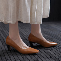 Nouvelles Escarpins Femme en Cuir Véritable de Haute Qualité Automne 2026, Bout Carré, Élégantes pour Soirée, Bureau, Talon Haut, Bouche Peu Profonde, Taille 40