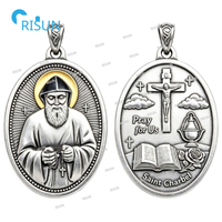 Porte-clés, pendentif, collier, médaillon personnalisé du Saint patron catholique Charbel Makhlouf, médaille personnalisée de Saint Charbel