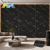 Pelapis Dinding Marmer Putih Abu-abu Tua MOI 120cm X 300cm Tepi Emas Dekorasi Interior