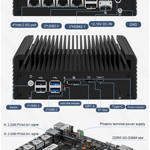 Mini PC sans ventilateur InteI Core 3 N355/N305 4x2.5G Ports LAN Pare-feu industriel Appareil de sécurité réseau Matériel Nuc PC - Product Image 6