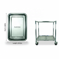 Chariot de suspension mobile à 4 roues en acier inoxydable 304 poli pour cuisines professionnelles, à un seul niveau, pour canards rôtis, oies et poulets, avec fonction de séchage