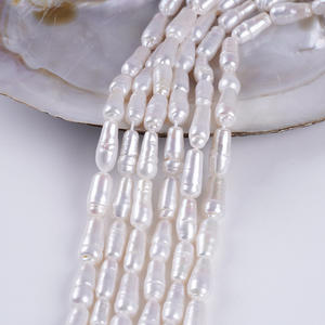 Perlas Sueltas de Bambú Natural de Agua Dulce Blancas de 6-8 mm, Accesorios para Collares, Joyería Semiterminada para Venta al por Mayor - Product Image 4