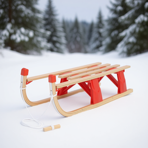 Slitta pieghevole in legno da 43,3 pollici per bambini, sci sulla neve, divertimento invernale all'aperto - Product Image 2