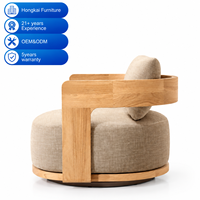 Fauteuil pivotant d'extérieur moderne en bois massif avec coussin, chaise d'appoint pour villa et balcon