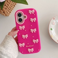 Étui de téléphone luxueux 18 Pro Max avec nœud mignon pour 17 16 15 14 13 12 Pro Max, coque en silicone souple, protection intégrale contre les chocs