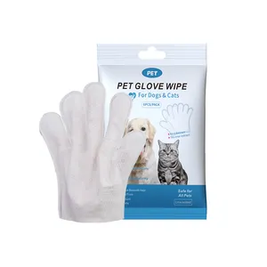 Luva para limpar animais de estimação sem enxágue, lenços de pelúcia para cães, luvas para limpar o rosto e as patas, luvas sem lavagem para animais de estimação