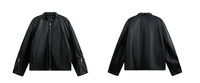 Blouson Bomber Moto Unisexe en Cuir PU Style Rétro Américain avec Col Montant, Coupe-Vent Décontractée et Fermeture Éclair, Teint, Nouveau Style Automne