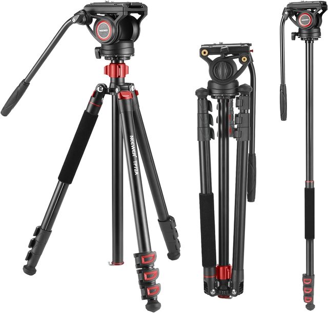 NEEWER 72" Fluid Head Video Tripod Monopod Aluminum Alloy QR Plate Tripod for DSLR Camera Camcorder