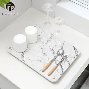 [FEEPOP] Estera de cocina adsorbente de Venta caliente Estera de secado de platos de piedra para mostrador de cocina