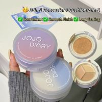 Crème BB à double couche avec coussin d'air et correcteur 3 teintes, fond de teint portable tout-en-un pour le visage, fini mat longue tenue