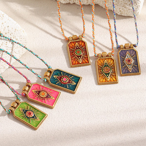 Collana con Ciondolo Occhio del Diavolo Dipinto a Mano in Smalto, Placcata <span class=keywords><strong>Oro</strong></span> 18K, Catena in Acciaio Inossidabile, per Feste, Donna e Uomo - Product Image 4