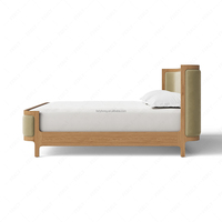 FERLY Cadre de lit en bois massif moderne et minimaliste, tête de lit capitonnée, meubles de chambre à coucher, lit double en bois de luxe