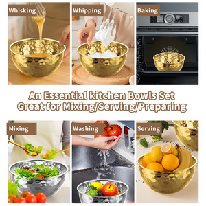 Cuisine chinoise de luxe grand déjeuner en métal en acier inoxydable servant un dessert bol à salade de fruits - Product Image 6