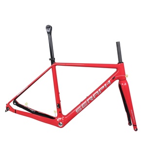 Carbon Fiber Flat Mount Threaded Disc Gravel Bike <b>Frame</b> GR029 Brushed Silver Logo 49/52/54/56/58cm - Product Image 1