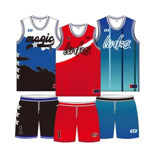 Top Quality Custom For Men's Mesh High Quality Latest Design Sublimation Reversible Basketball Jersey Set