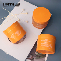 Pot cosmétique rond en PETG dépoli de 250 ml avec couvercle orange, idéal pour crèmes et gommages, à paroi épaisse, pour le voyage