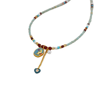 Nuevo collar de cuentas de estilo Retro chino para mujer de gama alta de lujo de latón colorido goteo de aceite Pony Luz de lujo de verano clavícula - Product Image 5