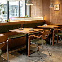 Meubles de restaurant Ron Group, table carrée en bois, canapé en tissu vert, banquette moderne, café commercial, chaise à structure métallique