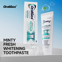 Dentifrice Réparateur et Blanchissant aux Minéraux d'Apatite, Saveur Menthe Fraîche, Mousse Dense et Douce, Sans Fluor, pour Soulagement des Dents Sensibles