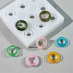 J180 DIY cetakan silikon cincin berlian 9 rongga Resin epoksi