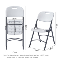 Chaise pliante d'extérieur en plastique blanche, économique, durable, empilable, portable, moderne, écologique, imperméable, pour hôtel, pique-nique, maison et bureau