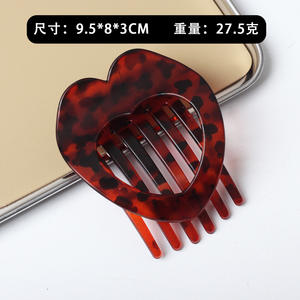 Pince à cheveux bec de canard en plastique, nouvelle collection, forte adhérence, pour chignon, motif cœur plat, accessoire capillaire transfrontalier, vente chaude - Product Image 5