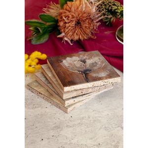 Cicek01 Flower01 Juego de 4 posavasos de piedra con diseño floral, decoración de mesa y accesorios 3 - Product Image 3