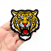 Patch brodé 3D Tête de Tigre Lion, motif animal sauvage rugissant, grand badge en chenille thermocollant pour veste, jean et denim