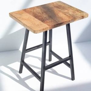 Premium Modern Rustic <b>Stools</b> with Solid Wooden Square Seat and Sturdy Metal Legs Counter Height Seating Chair for Kitchen Cafe - Product Image 5