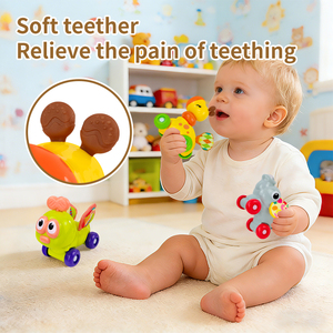 Novedades 2026: Carro de Empuje para Bebés, Juguetes Sensoriales Montessori con Forma de Animales Pequeños para Bebés de 0 a 12 <span class=keywords><strong>Meses</strong></span> con Sonajero, Mordedor y Rotación - Product Image 4