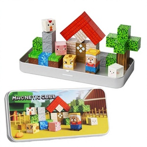 ตัวต่อแม่เหล็ก Pixel Farm <span class=keywords><strong>World</strong></span> Play Set พร้อมฟิกเกอร์ กล่องเหล็กพกพา ของเล่นเสริมพัฒนาการ STEM สำหรับเด็กอายุ 3 ปีขึ้นไป - Product Image 1