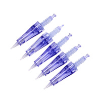 Cartouche d'aiguilles de tatouage pour sourcils à baïonnette bleue anti-reflux avec membrane pour maquillage permanent