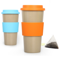 Taza de café termo de fibra de planta de cáscara de arroz de paja de trigo de sublimación única taza de cáscara de arroz orgánico con logotipo impreso