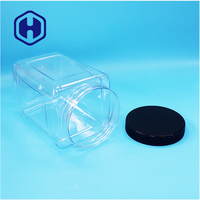 Bocaux carrés transparents en plastique PET avec couvercle noir, étanches, sans BPA, pour collations, aliments en conserve, bonbons, nouilles