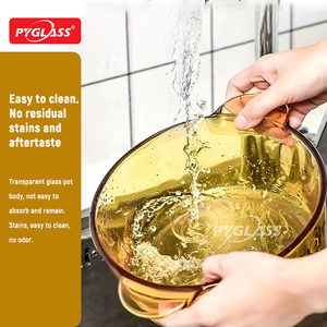 Vaisselle Pyglass, nouvelle conception, vente <span class=keywords><strong>en</strong></span> gros, marmites, <span class=keywords><strong>verre</strong></span> ambré, <span class=keywords><strong>verre</strong></span> borosilicate, pot <span class=keywords><strong>en</strong></span> <span class=keywords><strong>verre</strong></span>, casserole pour micro-ondes - Product Image 3