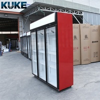 Réfrigérateur vertical grande capacité pour boissons, vitrine à 4 portes vitrées, compresseur écoénergétique, congélateur ouvert