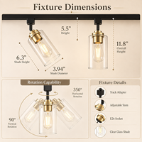 Tête d'éclairage sur rail de type H homologuée ETL, avec abat-jour en verre transparent réglable E26, compatible avec les luminaires Halo pour cuisine, salle à manger, bar