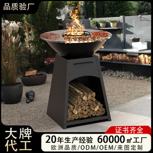 Wood Burning Fireplace Outdoor BBQ Stove Multifunctional Windproof Rustproof Firepit With Cooking Grate Log Grate Tongs - Product Image 5