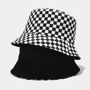Designer di lusso reversibile double sided wear berretti da pescatore cappelli a secchiello a quadri a tesa corta
