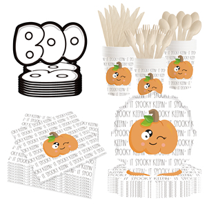DAMAI Pumpkin Halloween-themed Paper Plates, Boo Paper Plates Set, Disposable Paper Plate Set - Product Image 4